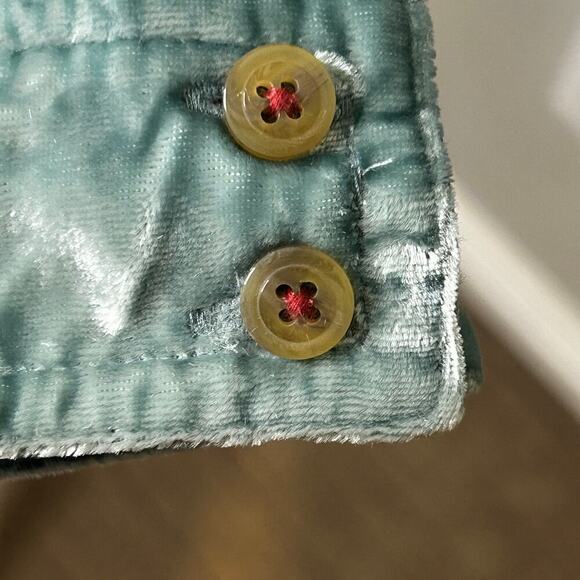 Pilcro Anthropolgie crushed velvet sea foam color button down shirt size 4 - Picture 8 of 14